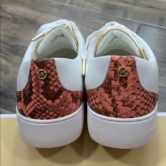 MICHAEL KORS CATELYN STRIPE LACE UP NAPPA PU PEACH - Picture 10 of 16